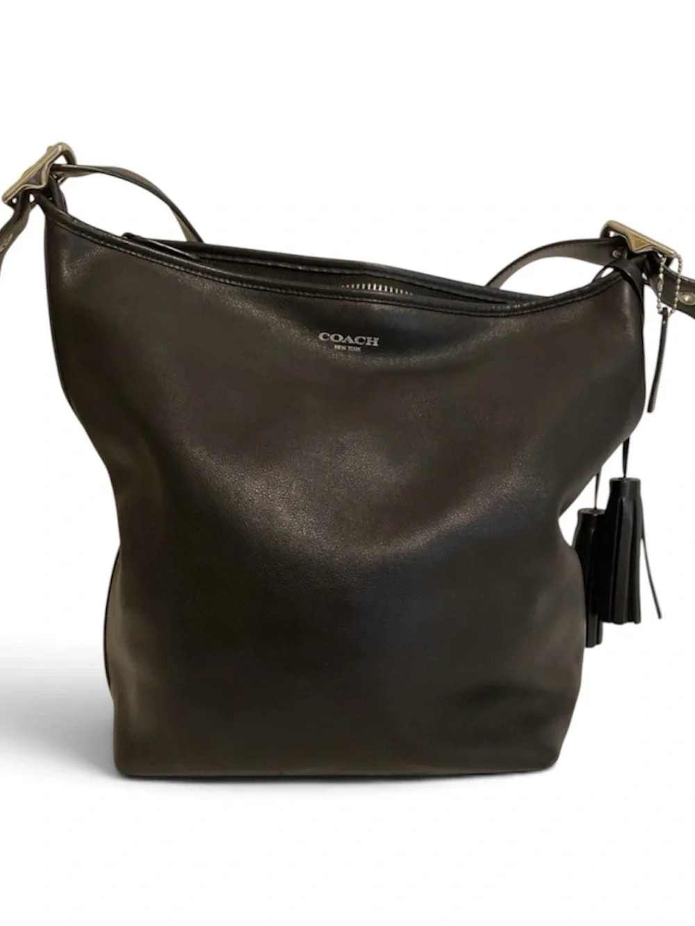 Coach Legacy Leather Tassel Duffle Hobo Bag Black Style 19889